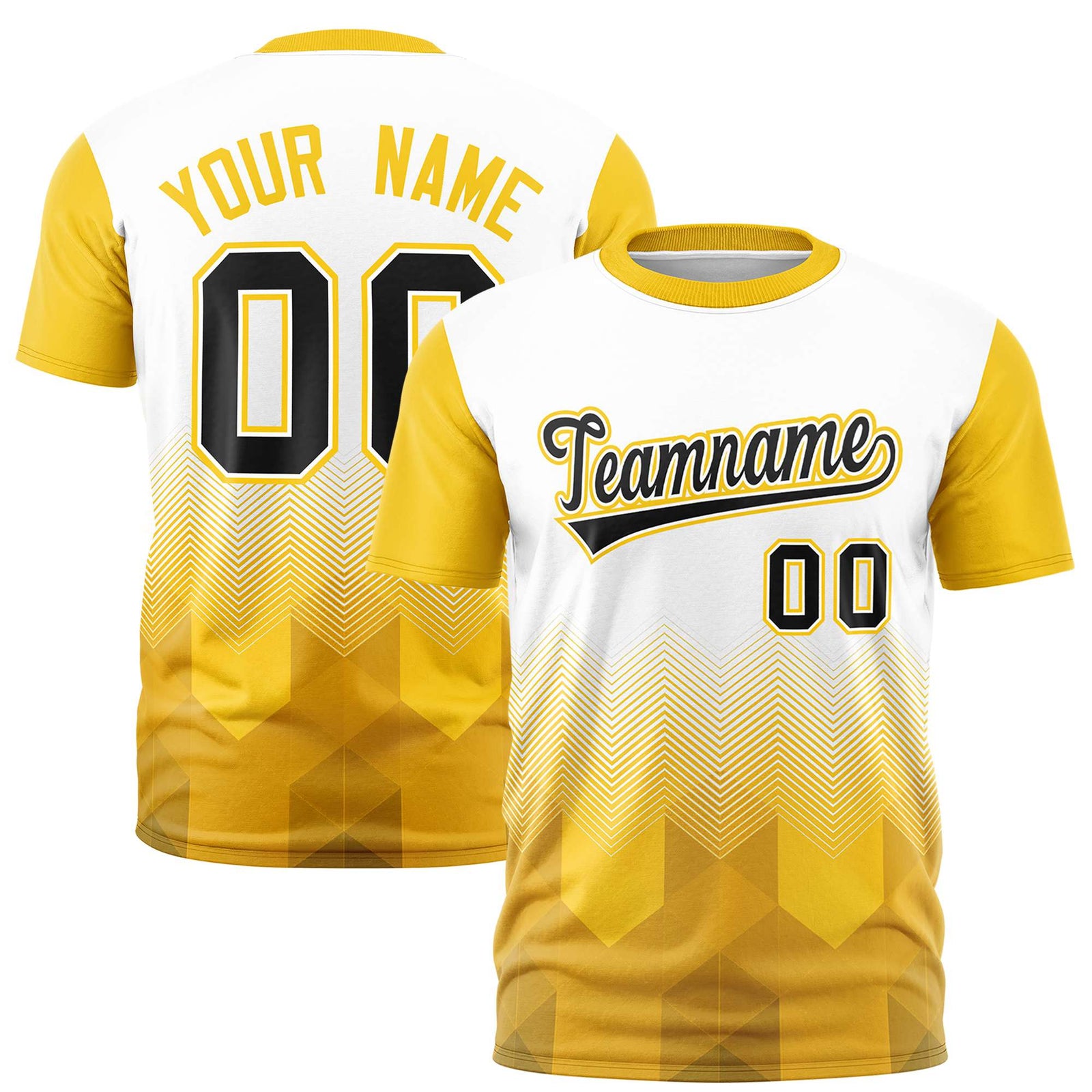 Custom White Gold-01 Gradient Ripple Fashion Raglan Sleeves Performance T-Shirt
