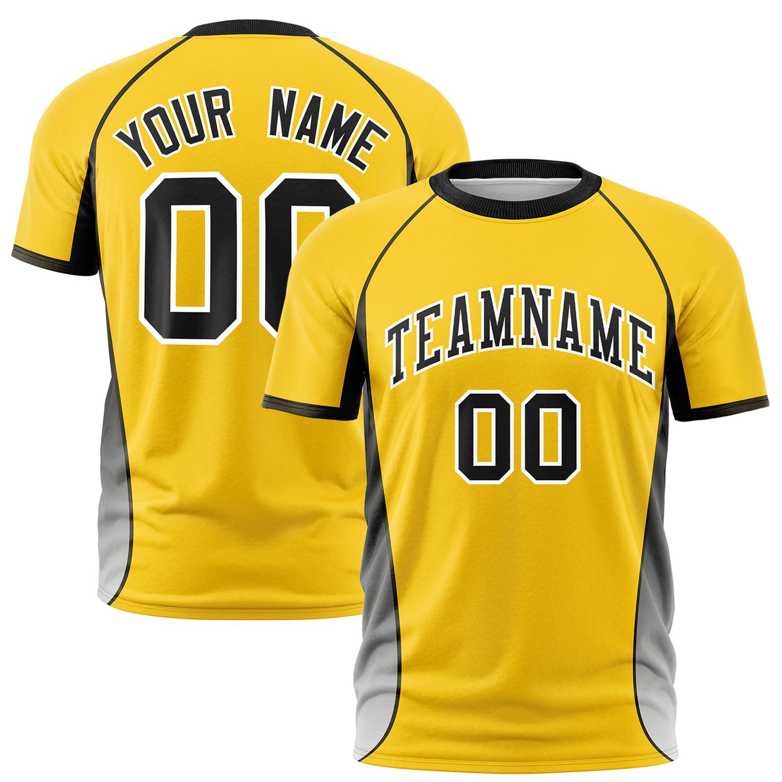 Custom Gold 01 Black-White Crew neck Side Gradient Fashion Performance T-Shirt