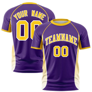 Custom Purple Gold 01-White Crew neck Side Gradient Fashion Performance T-Shirt - Style 1