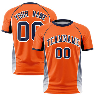 Custom Orange Navy-White Crew neck Side Gradient Fashion Performance T-Shirt - Style 1