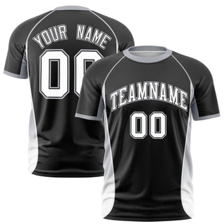 Custom Black Gray-White Crew neck Side Gradient Fashion Performance T-Shirt - Style 1