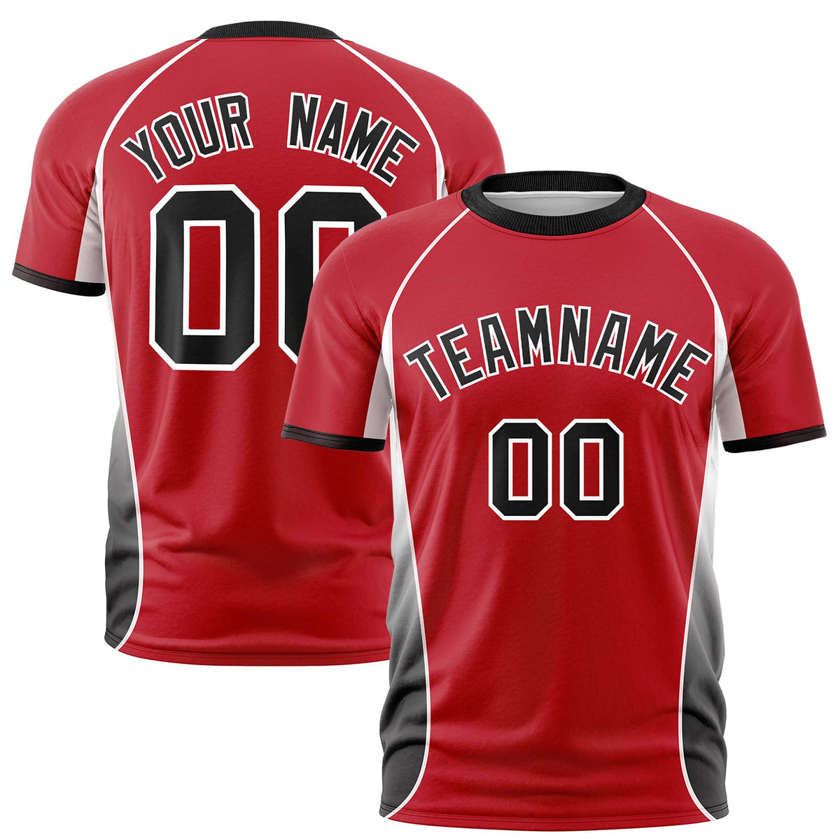 Custom Red White-Black Crew neck Side Gradient Fashion Performance T-Shirt