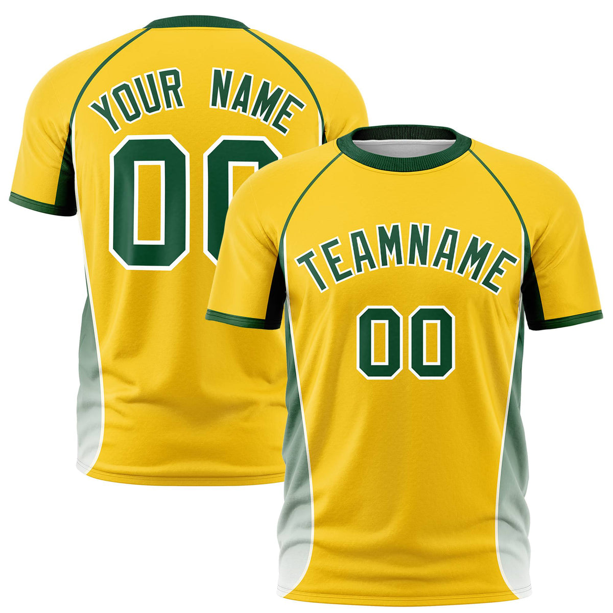 Custom Gold 01 Green-White Crew neck Side Gradient Fashion Performance T-Shirt