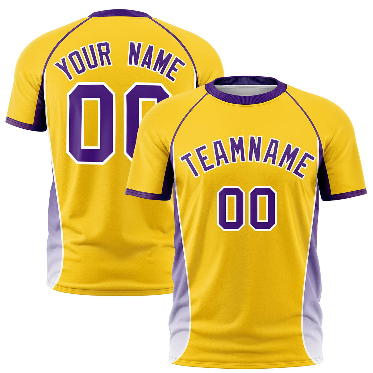 Custom Gold 01 Purple-White Crew neck Side Gradient Fashion Performance T-Shirt