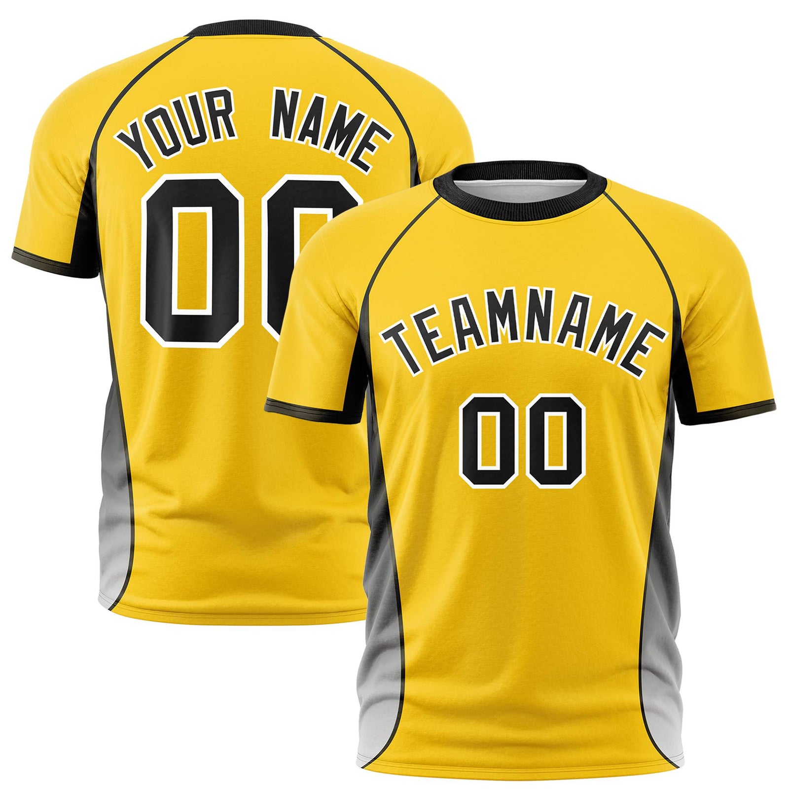 Custom Gold 01 Black-White Crew neck Side Gradient Fashion Performance T-Shirt