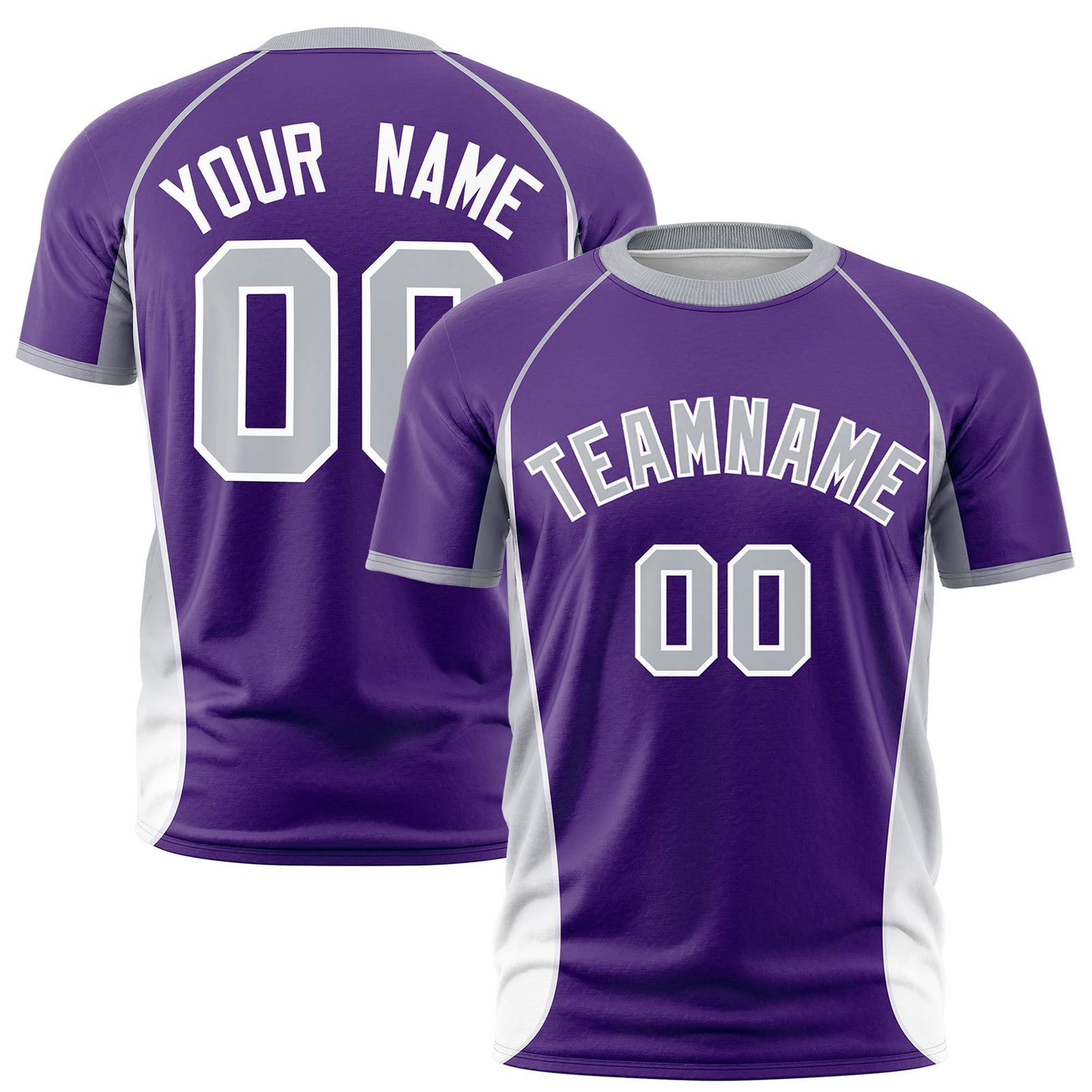 Custom Purple Gray-White Crew neck Side Gradient Fashion Performance T-Shirt