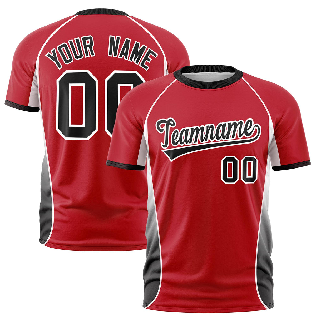 Custom Red White-Black Crew neck Side Gradient Fashion Performance T-Shirt