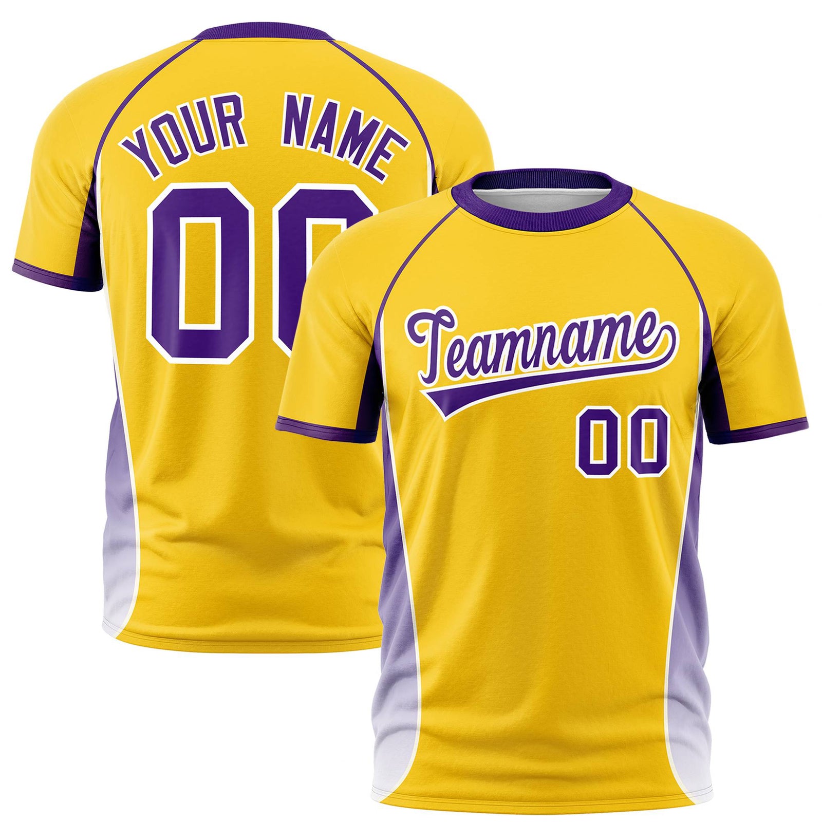 Custom Gold 01 Purple-White Crew neck Side Gradient Fashion Performance T-Shirt