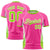 Custom Pink White-Neon Green Crew neck Side Gradient Fashion Performance T-Shirt