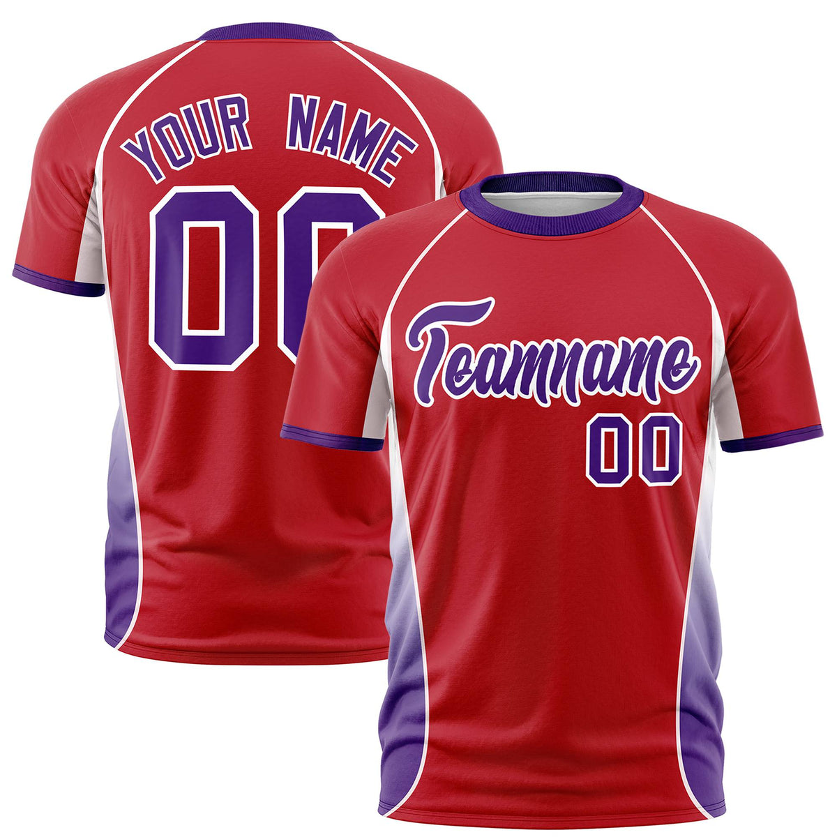 Custom Red White-Purple Crew neck Side Gradient Fashion Performance T-Shirt