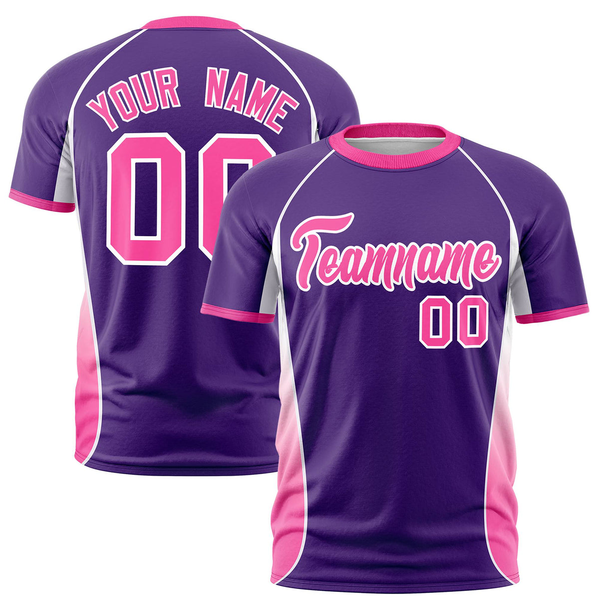 Custom Purple White-Pink Crew neck Side Gradient Fashion Performance T-Shirt