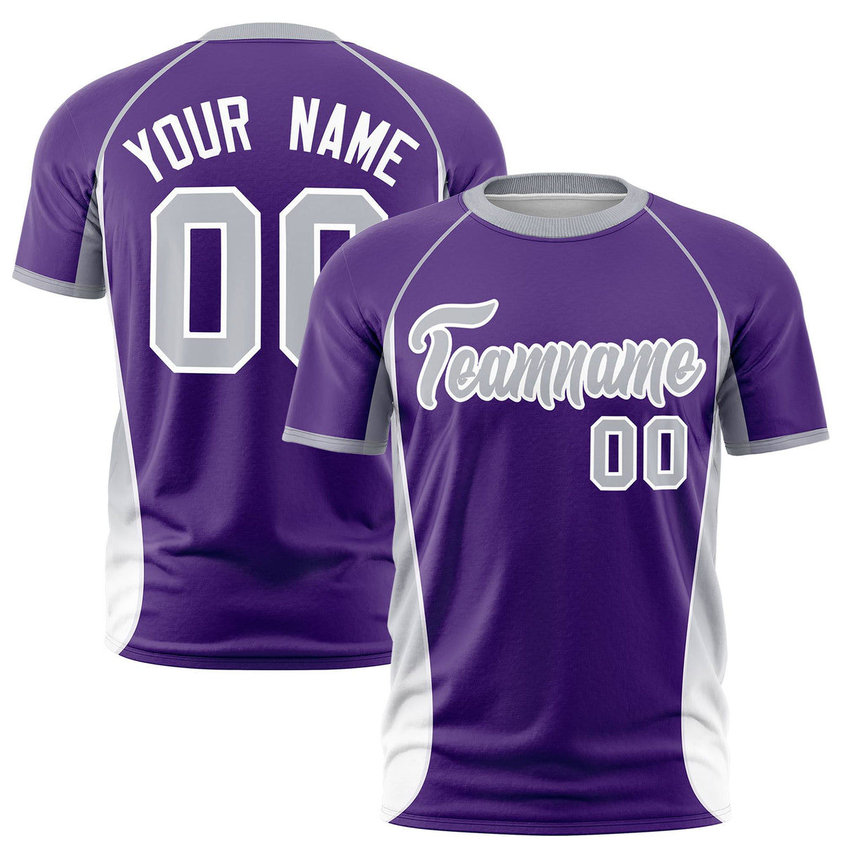 Custom Purple Gray-White Crew neck Side Gradient Fashion Performance T-Shirt