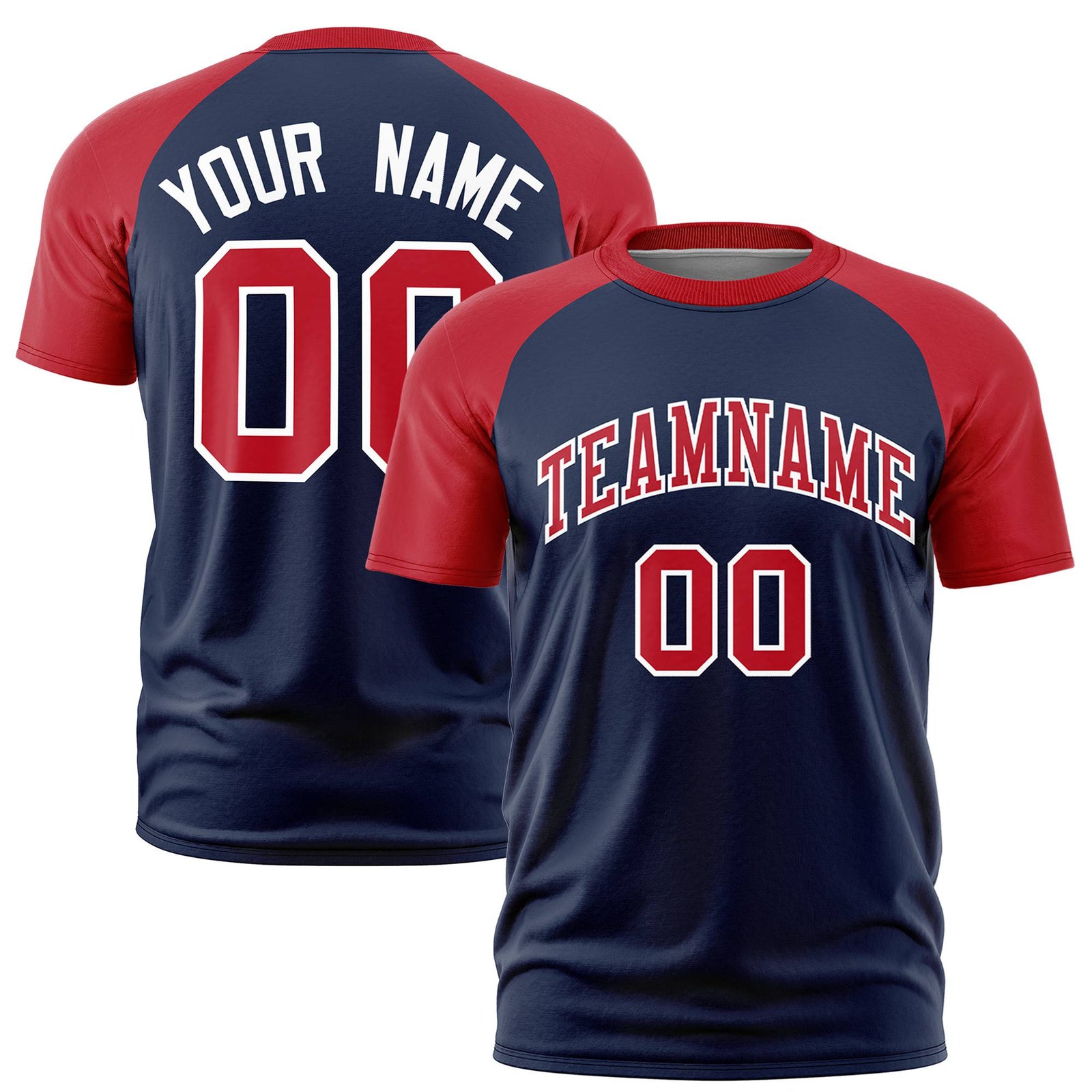 Custom White Red Raglan Sleeves Performance T-Shirt