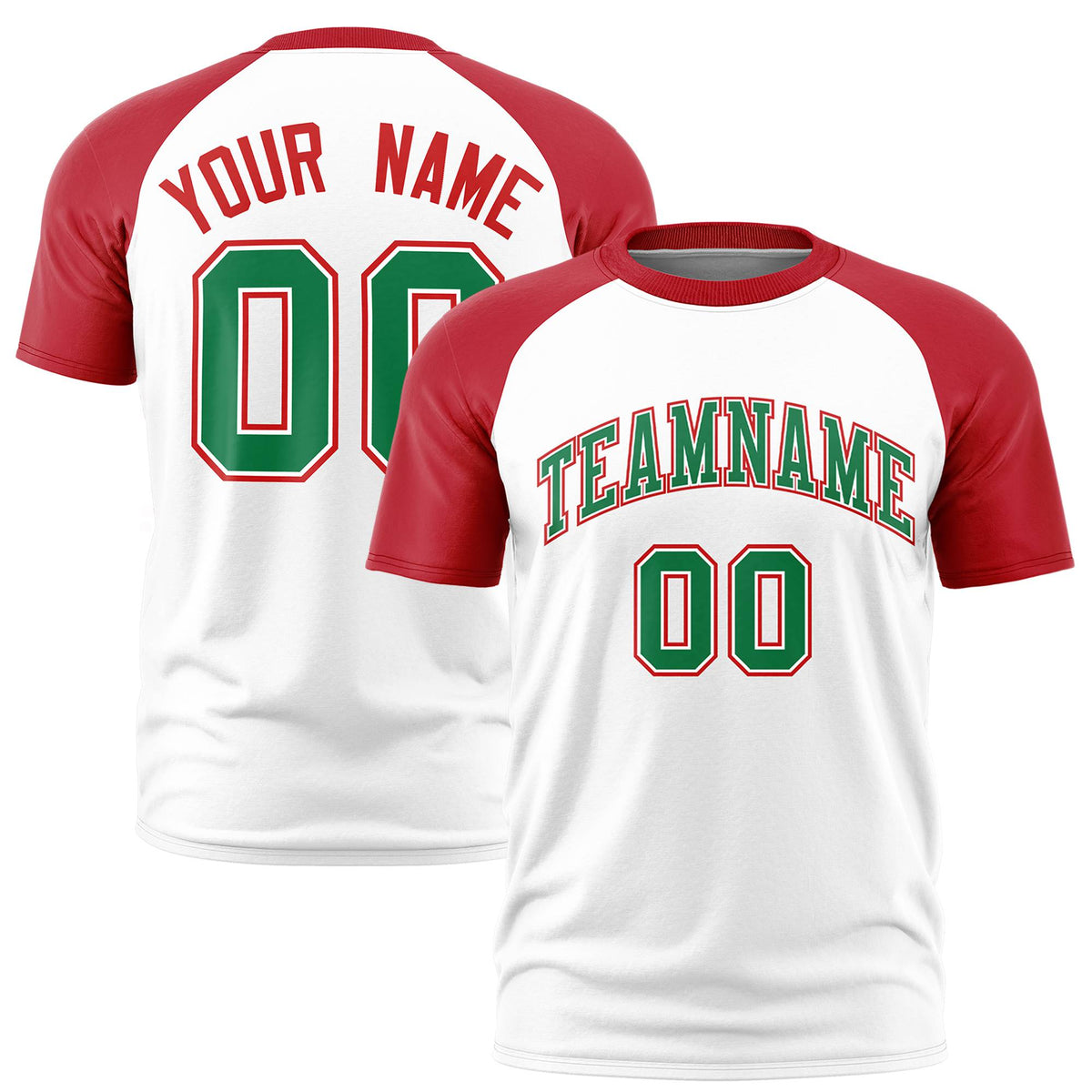 Custom White Red Raglan Sleeves Performance T-Shirt