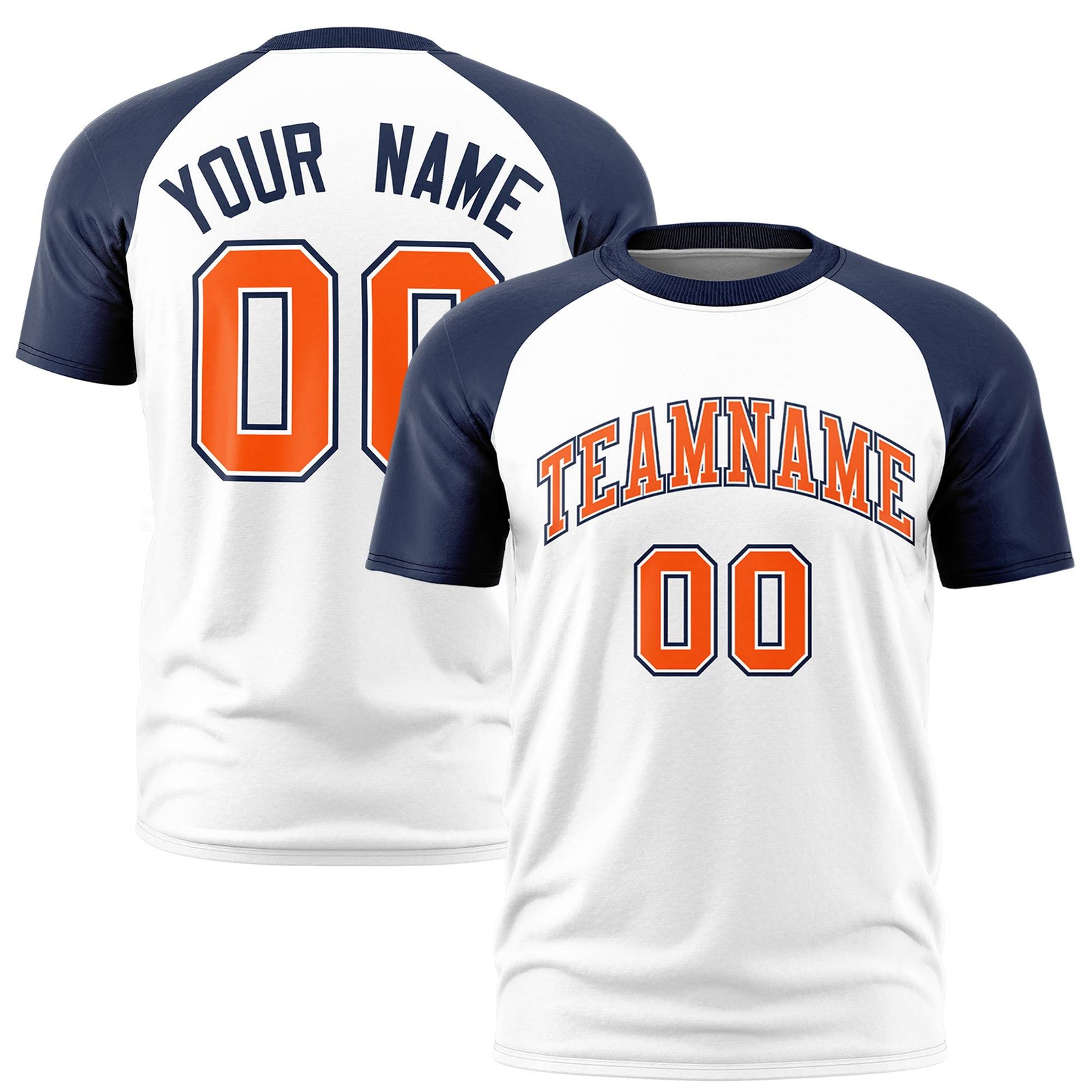 Custom White Navy Raglan Sleeves Performance T-Shirt