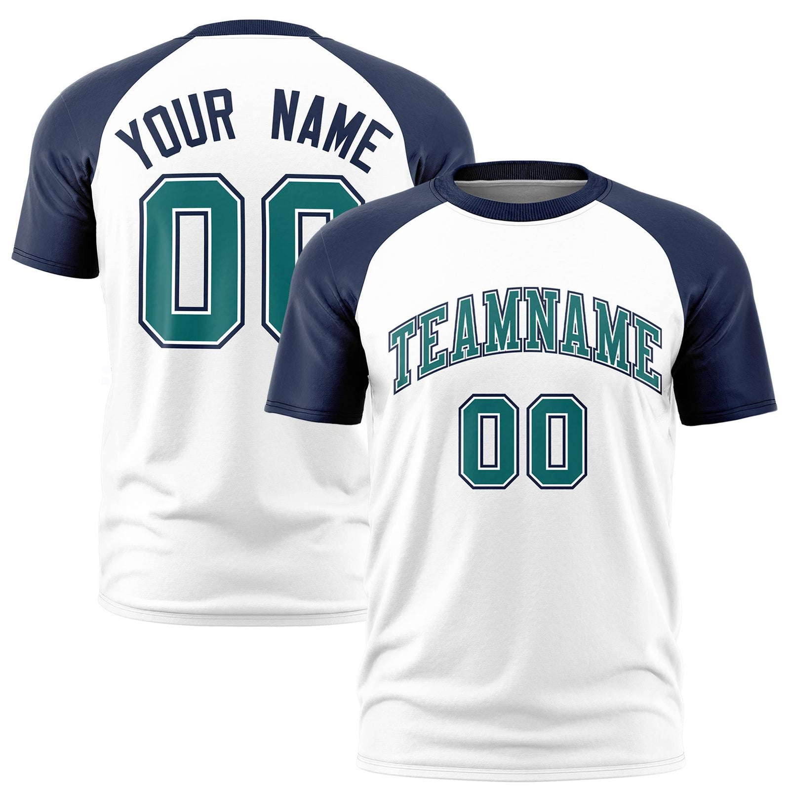 Custom White Navy Raglan Sleeves Performance T-Shirt