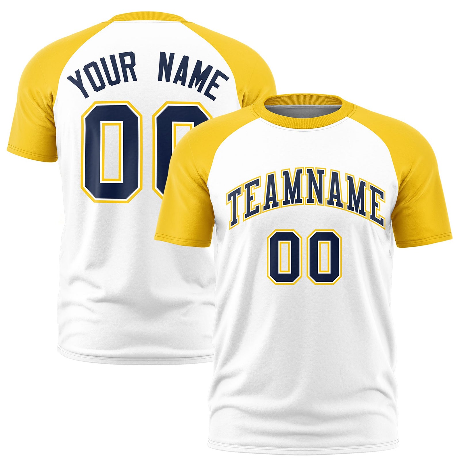 Custom White Gold Raglan Sleeves Performance T-Shirt