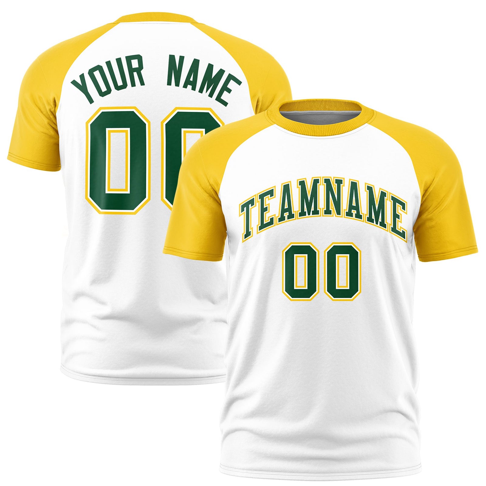 Custom White Gold Raglan Sleeves Performance T-Shirt