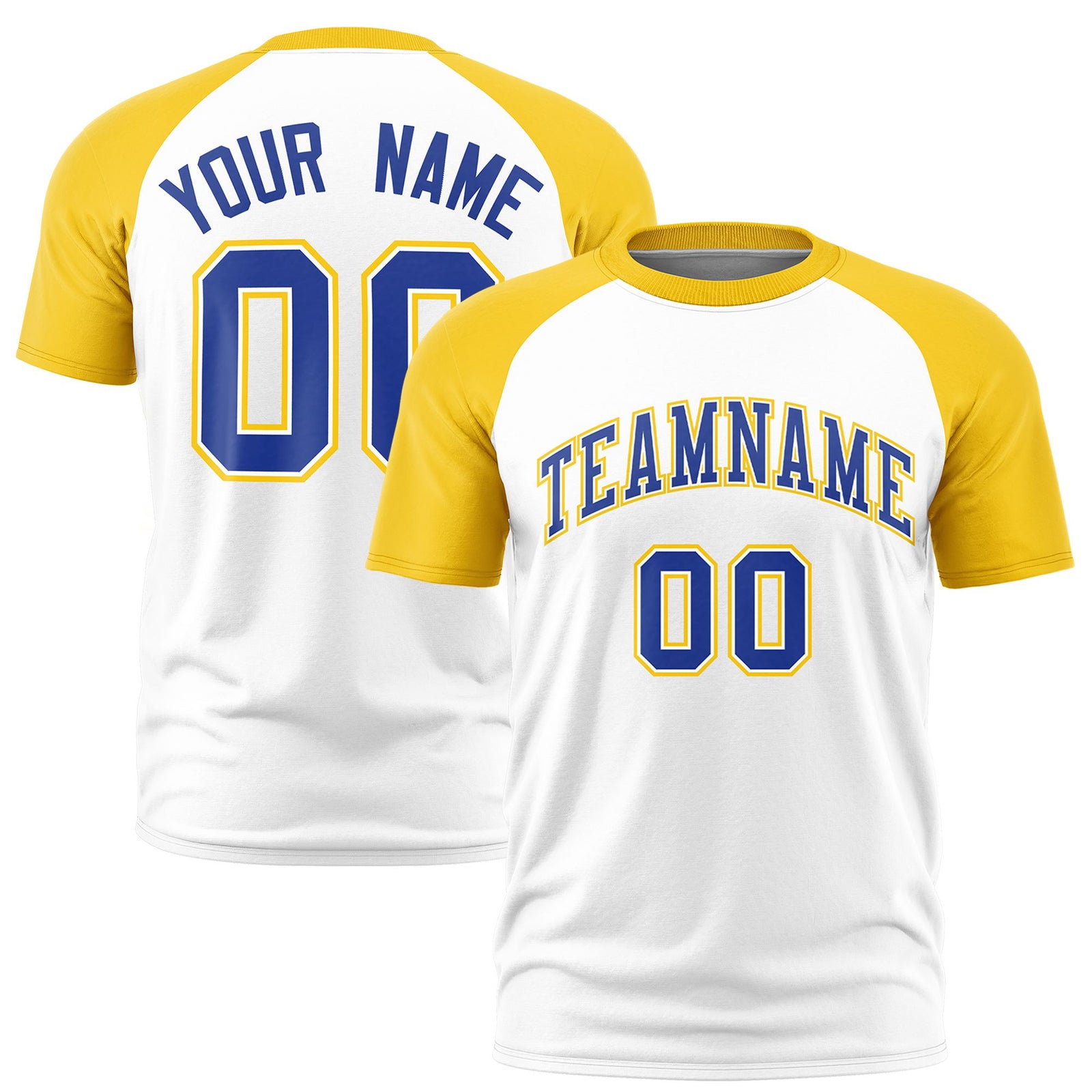 Custom White Gold Raglan Sleeves Performance T-Shirt
