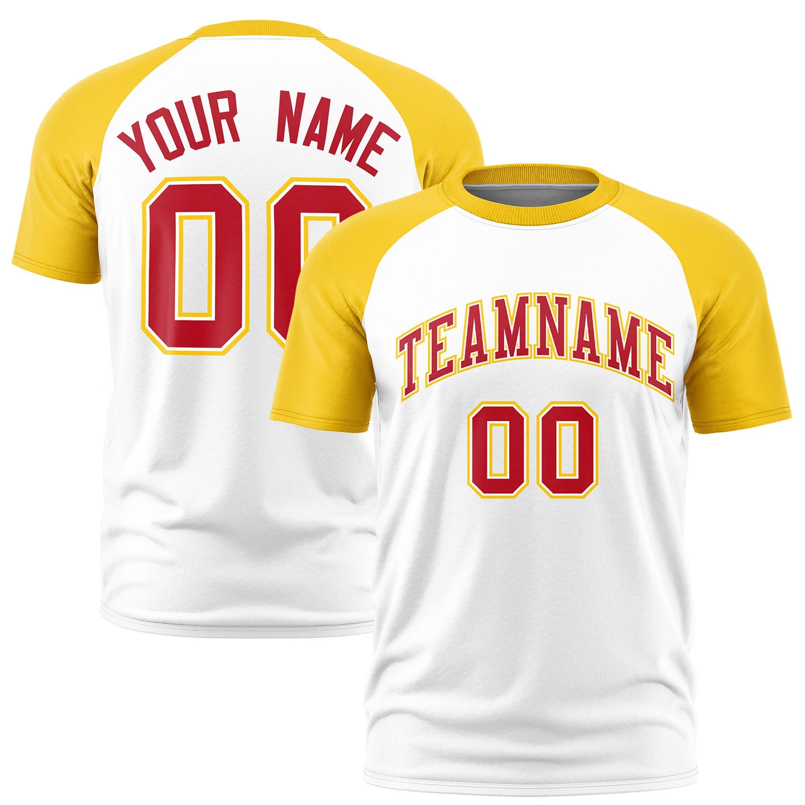 Custom White Gold Raglan Sleeves Performance T-Shirt