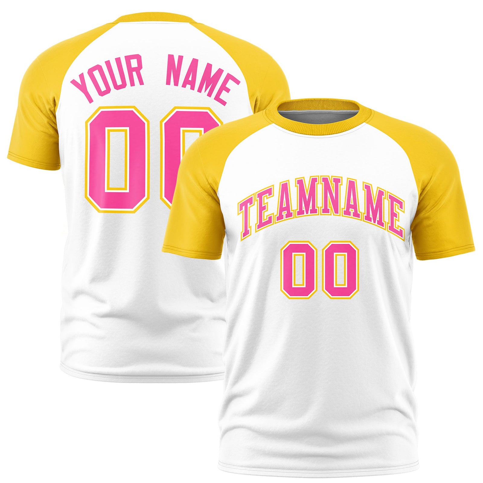 Custom White Gold Raglan Sleeves Performance T-Shirt