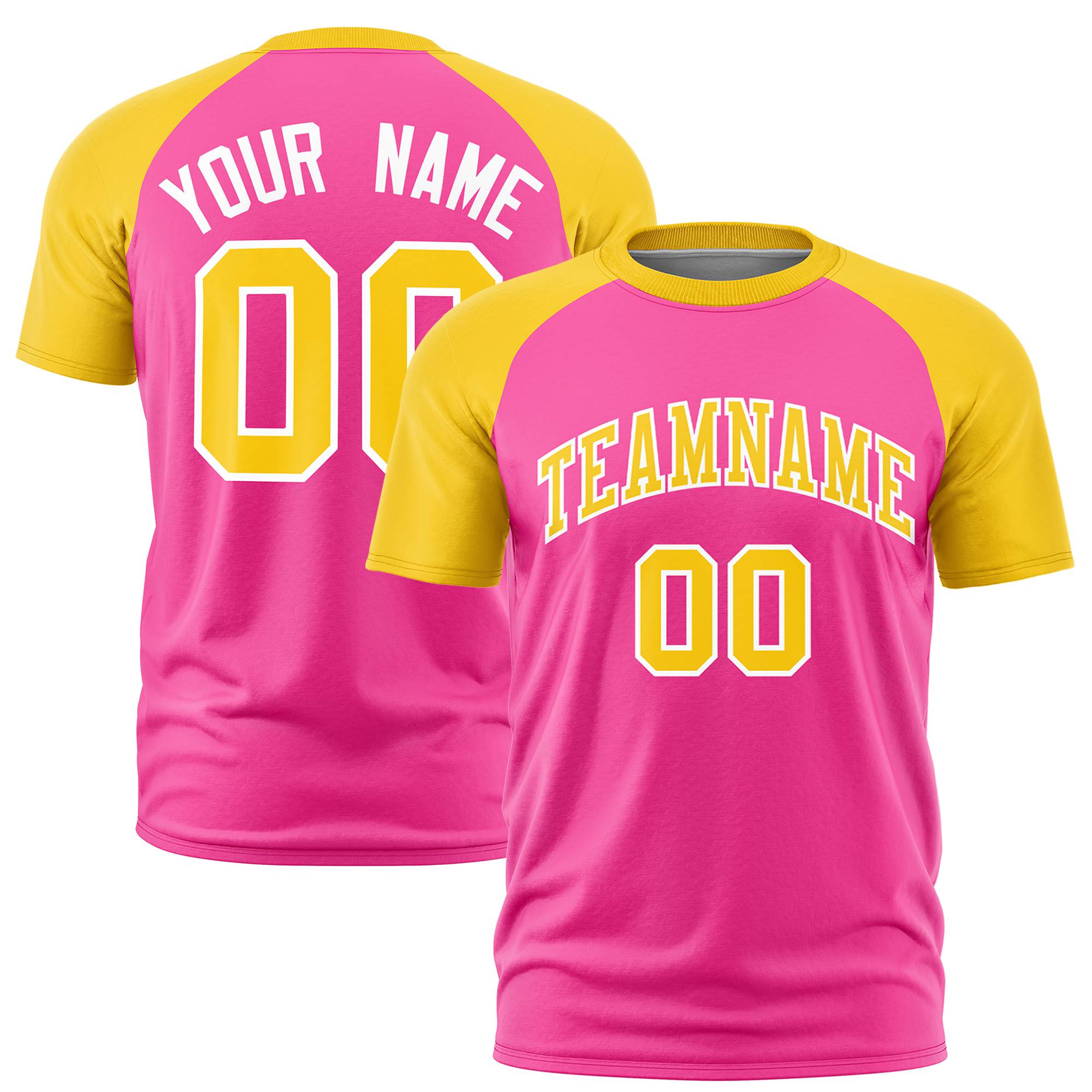 Custom Pink Gold Raglan Sleeves Performance T-Shirt