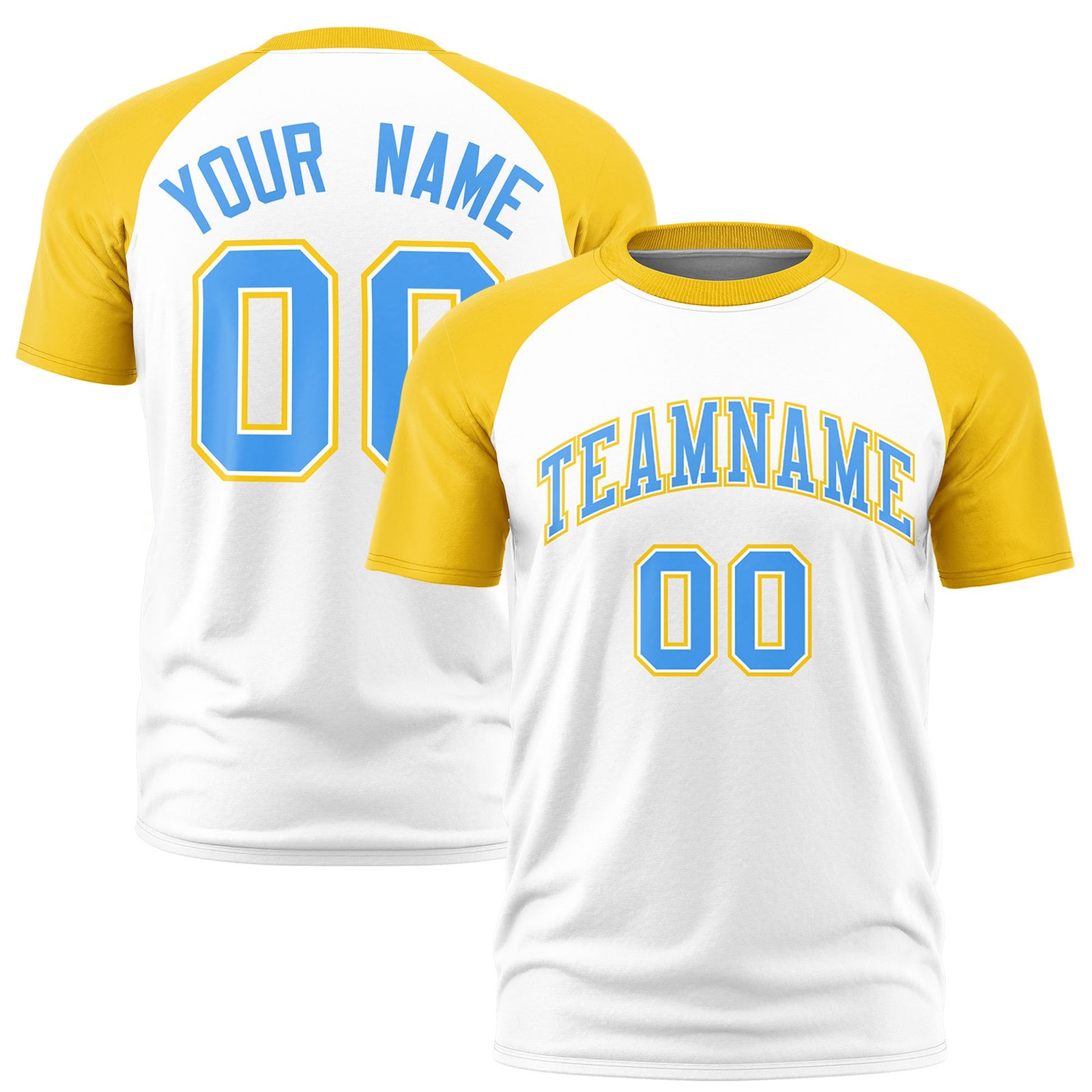 Custom White Gold Raglan Sleeves Performance T-Shirt