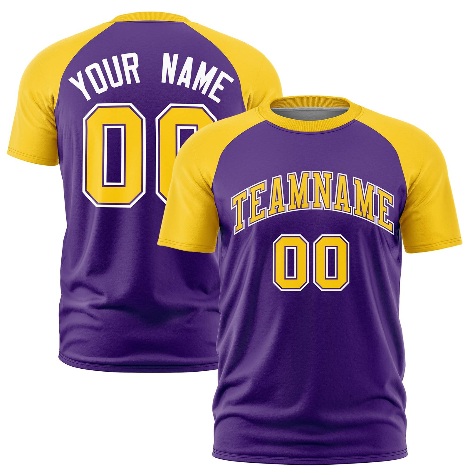 Custom Purple Gold Raglan Sleeves Performance T-Shirt