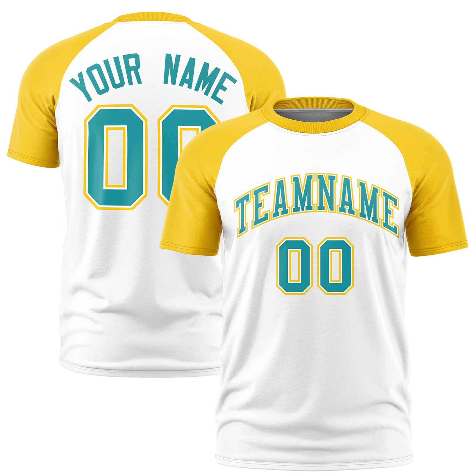 Custom White Gold Raglan Sleeves Performance T-Shirt