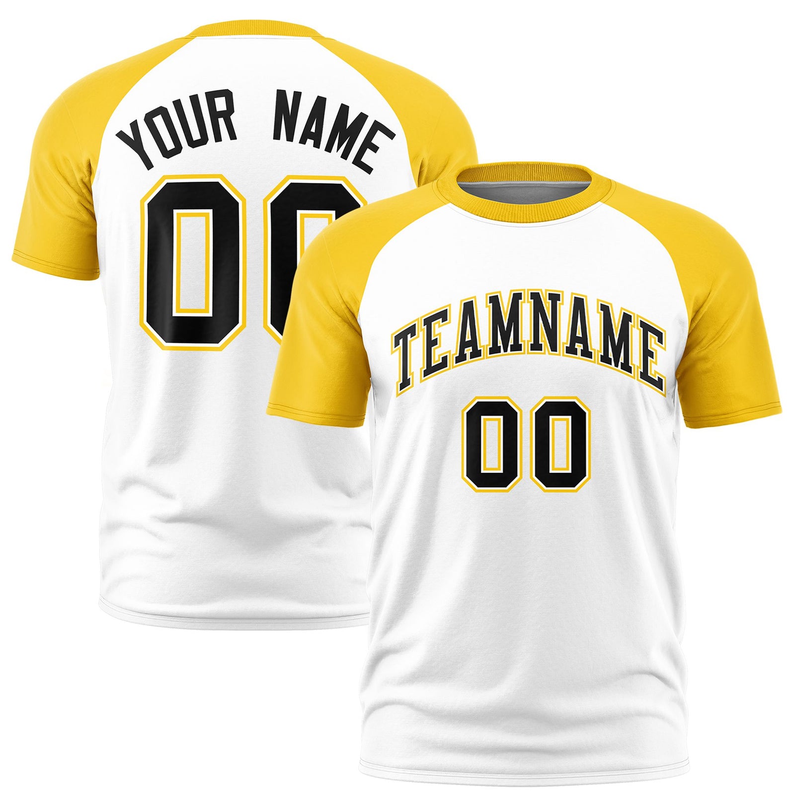 Custom White Gold Raglan Sleeves Performance T-Shirt