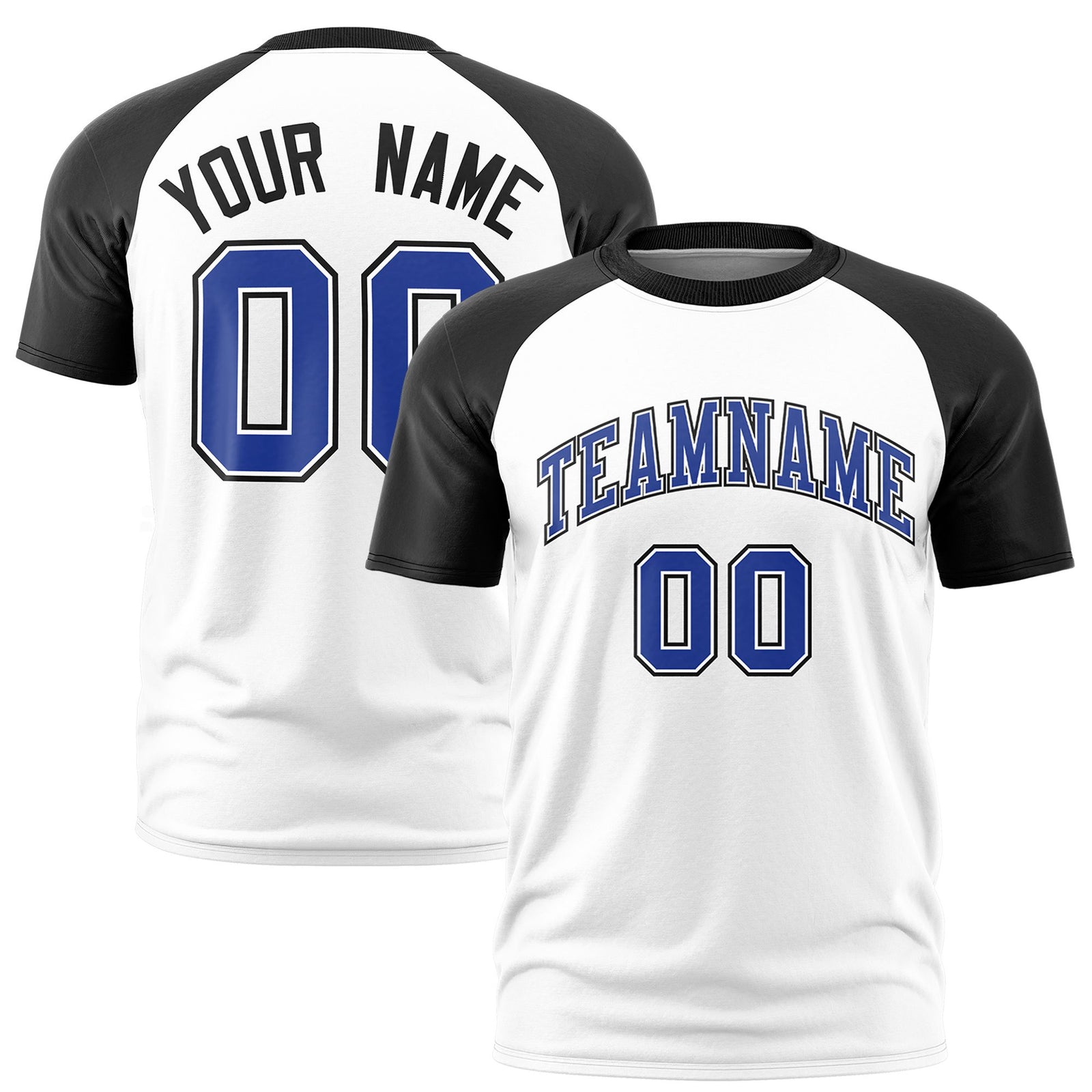 Custom White Black Raglan Sleeves Performance T-Shirt