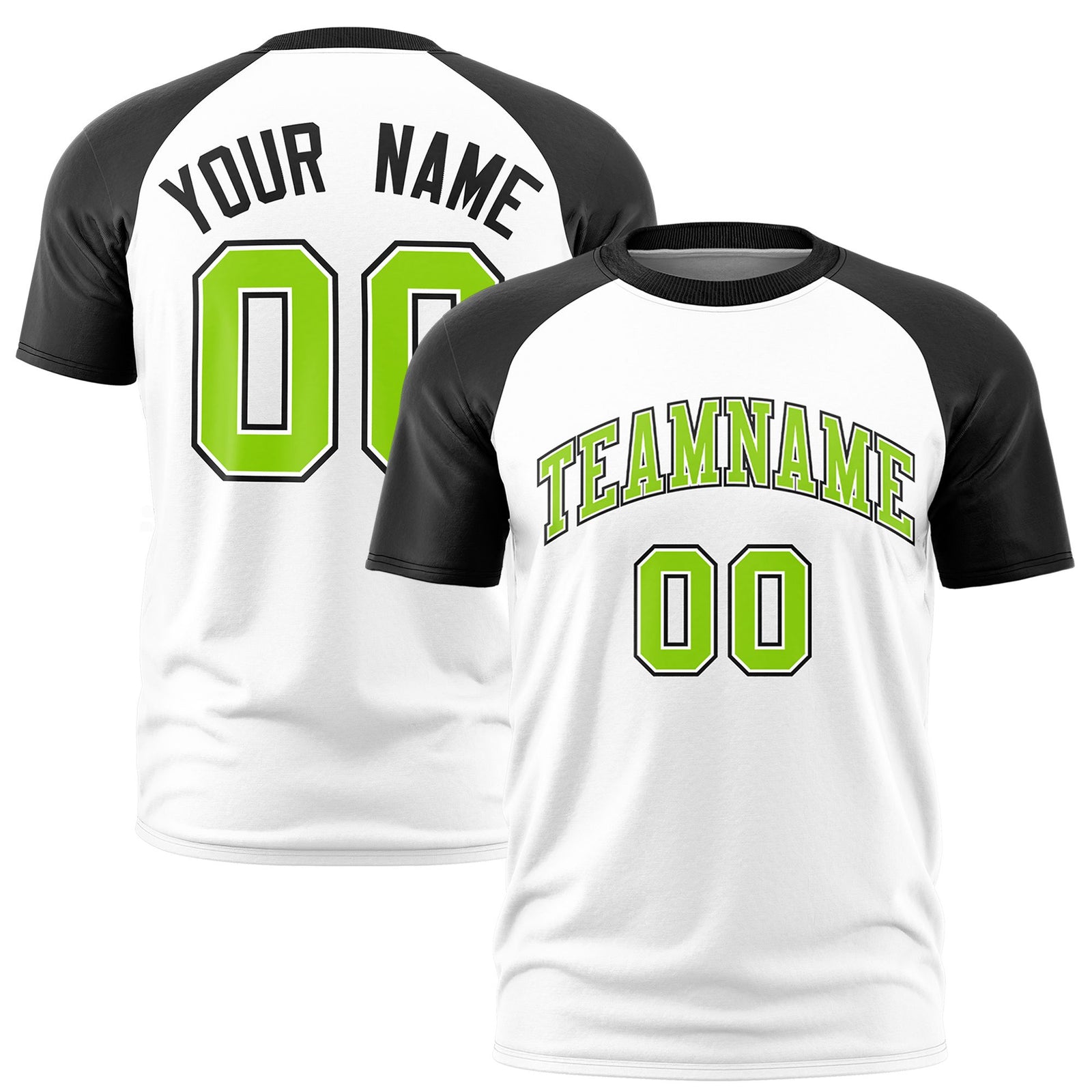 Custom White Black Raglan Sleeves Performance T-Shirt