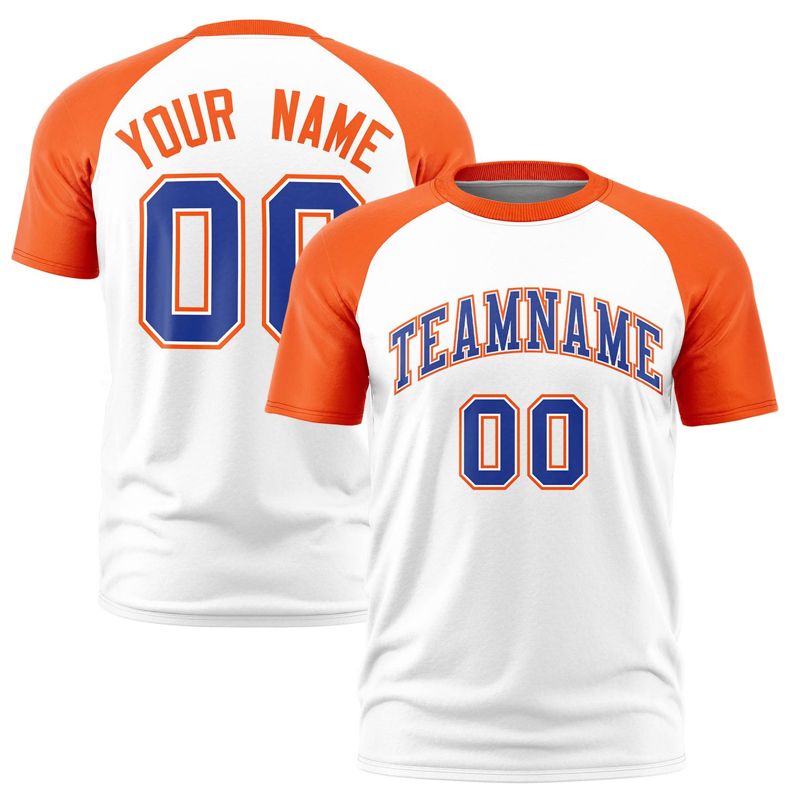 Custom White Orange Raglan Sleeves Performance T-Shirt