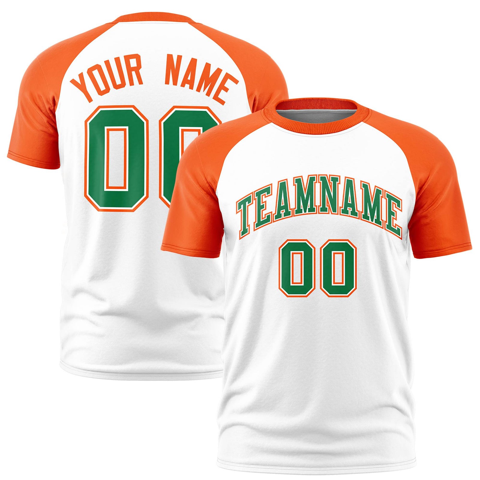 Custom White Orange Raglan Sleeves Performance T-Shirt