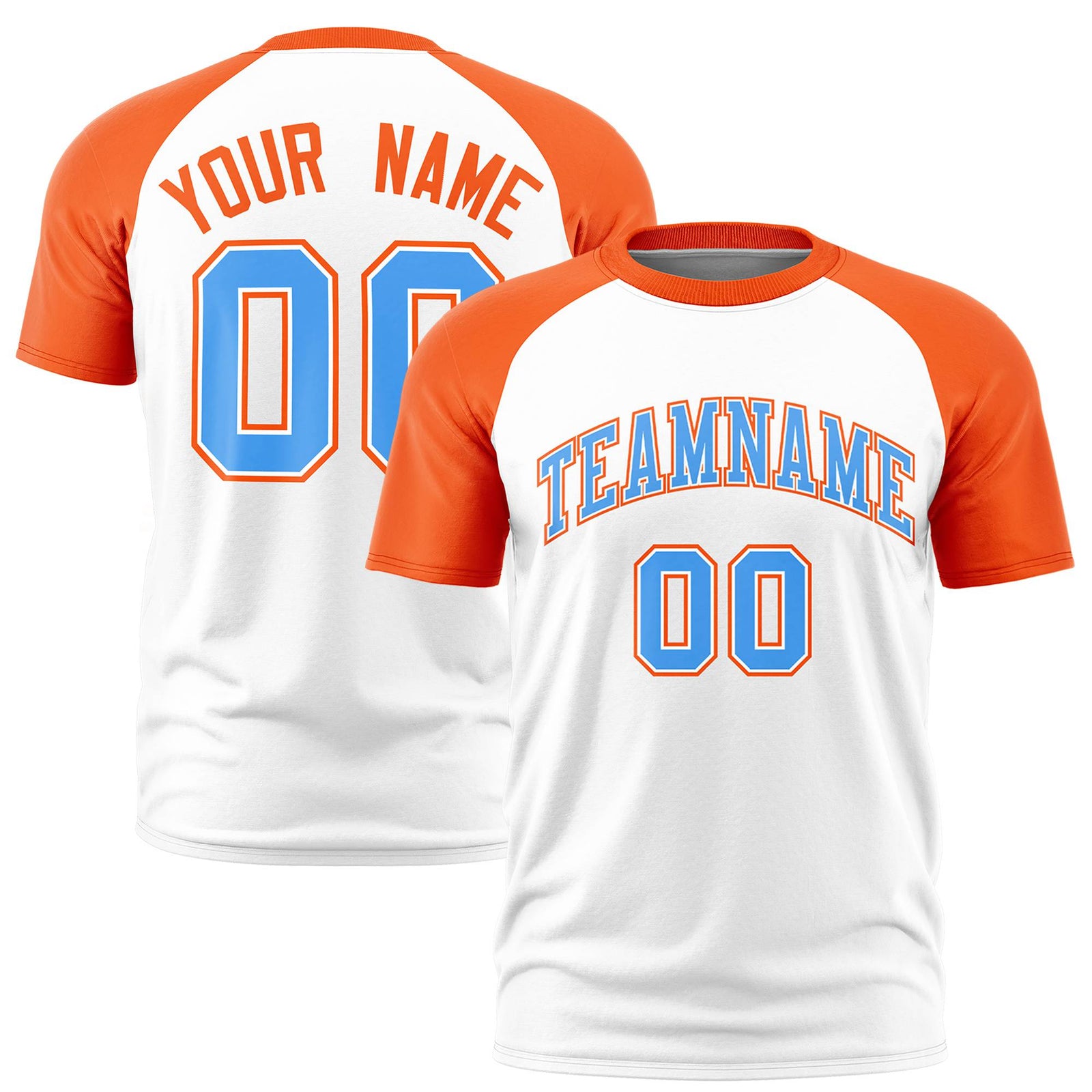 Custom White Orange Raglan Sleeves Performance T-Shirt