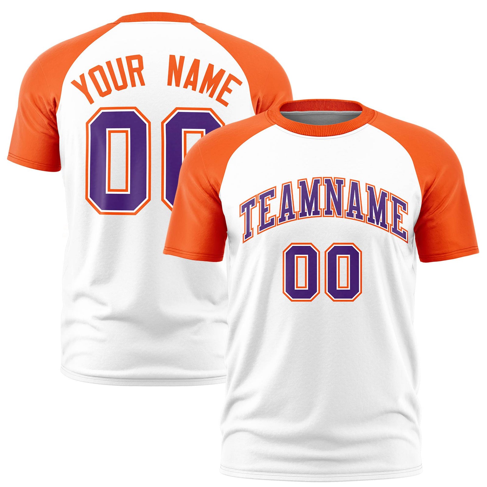 Custom White Orange Raglan Sleeves Performance T-Shirt