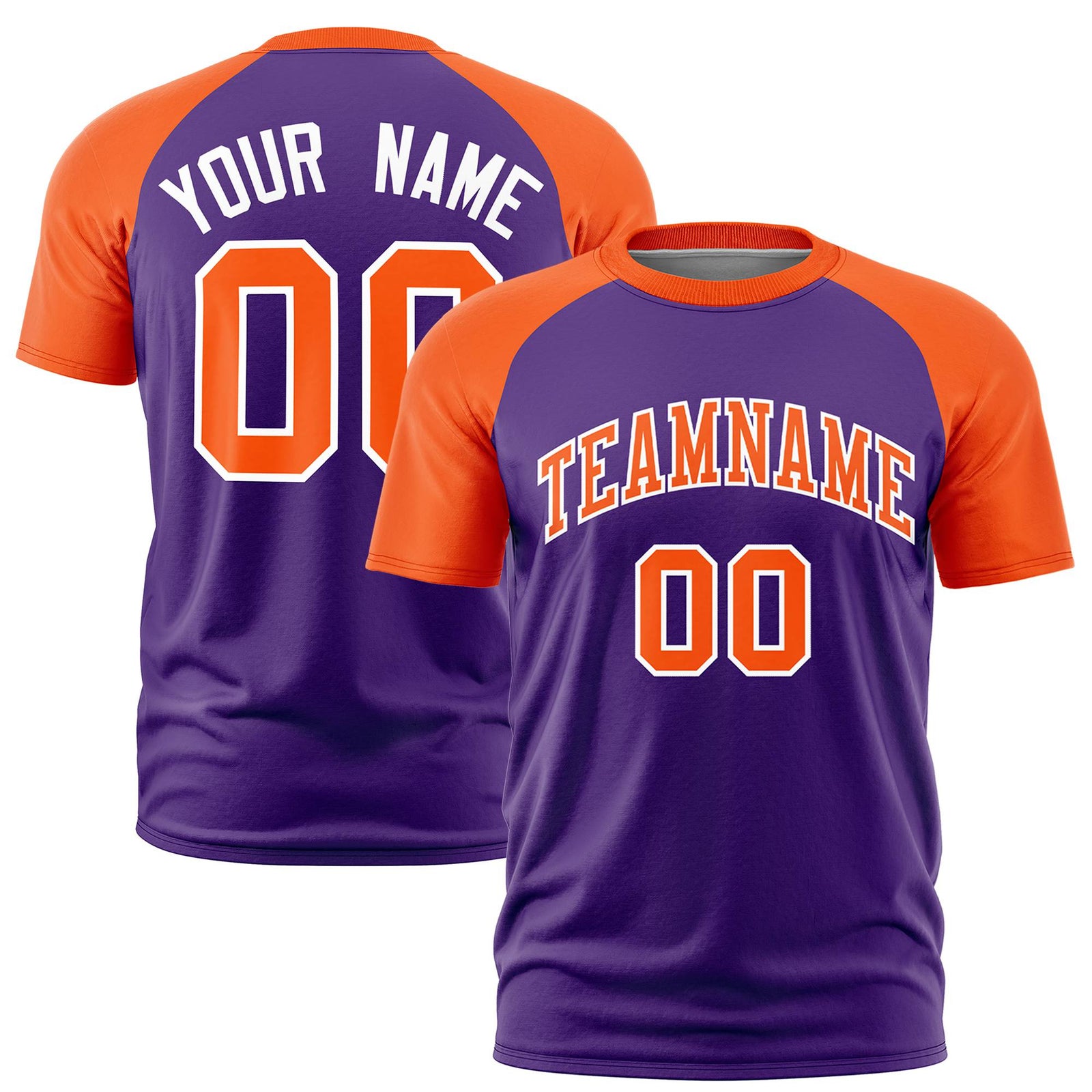 Custom Purple Orange Raglan Sleeves Performance T-Shirt