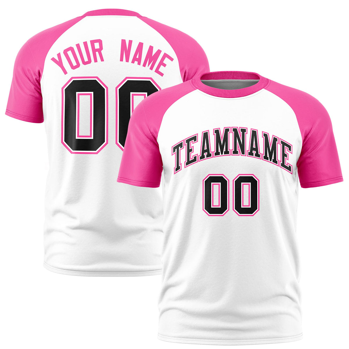 Custom White Pink Raglan Sleeves Performance T-Shirt