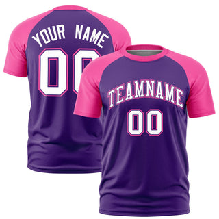 Custom Purple Pink Raglan Sleeves Performance T-Shirt - Style 1