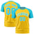 Custom Gold Sky Blue Raglan Sleeves Performance T-Shirt