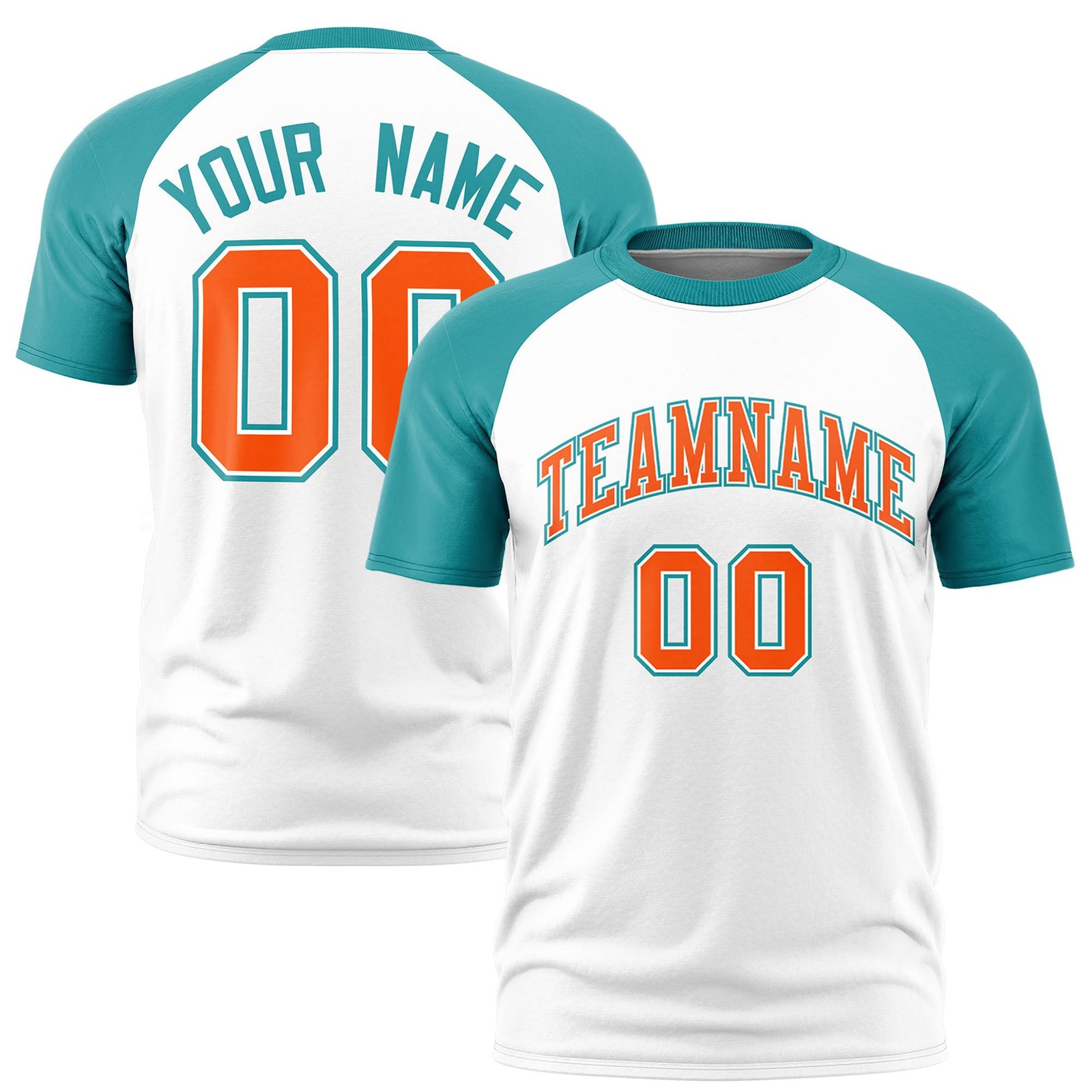 Custom White Aqua Raglan Sleeves Performance T-Shirt
