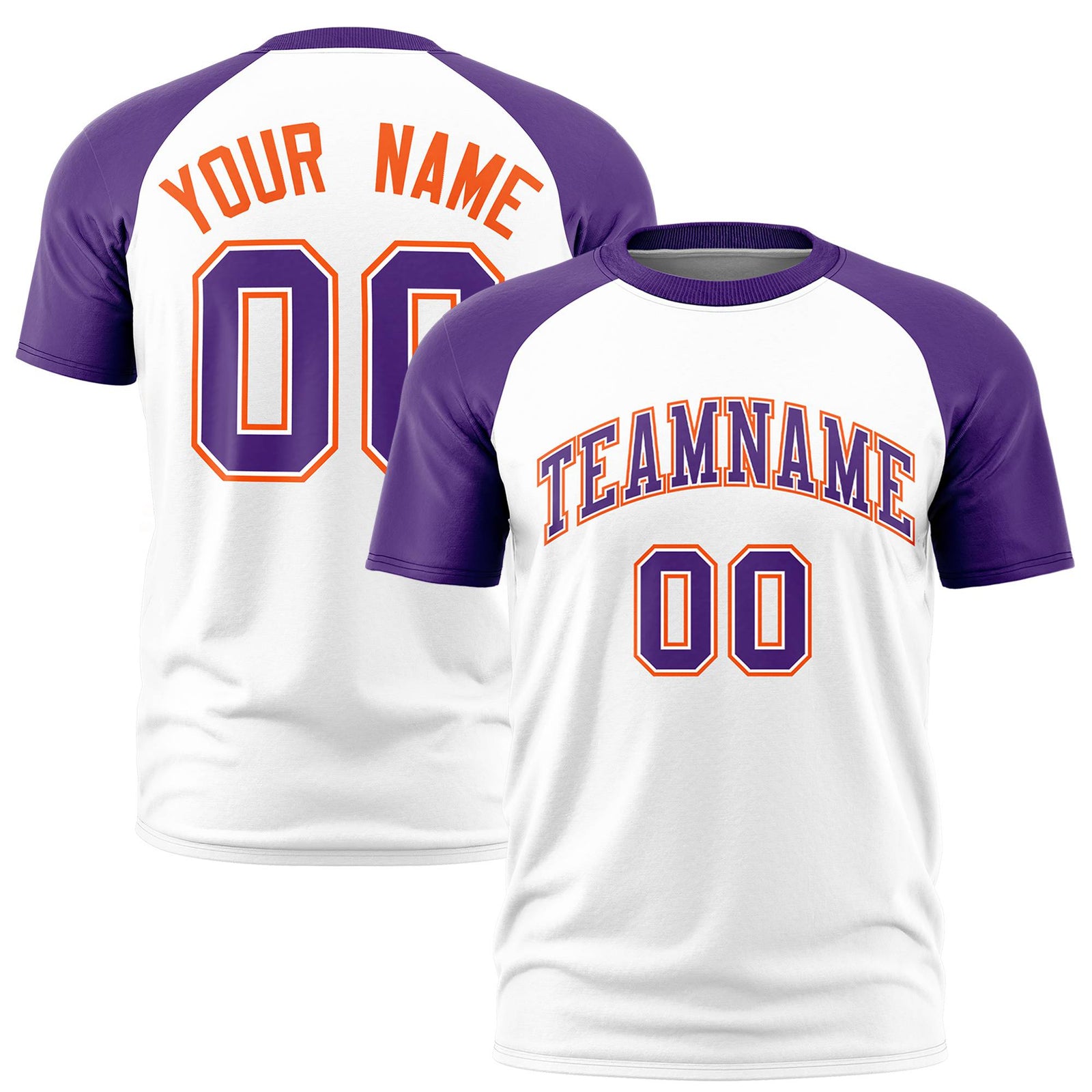 Custom White Purple Raglan Sleeves Performance T-Shirt