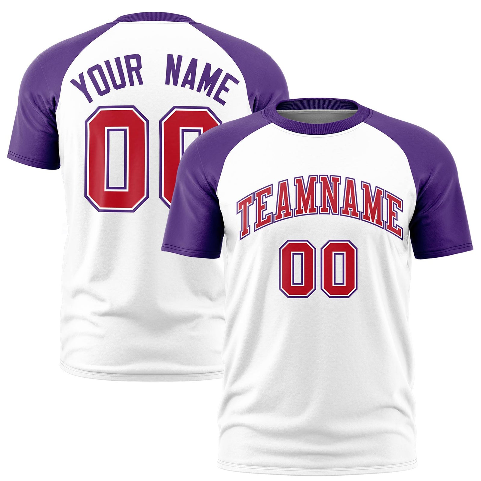 Custom White Purple Raglan Sleeves Performance T-Shirt