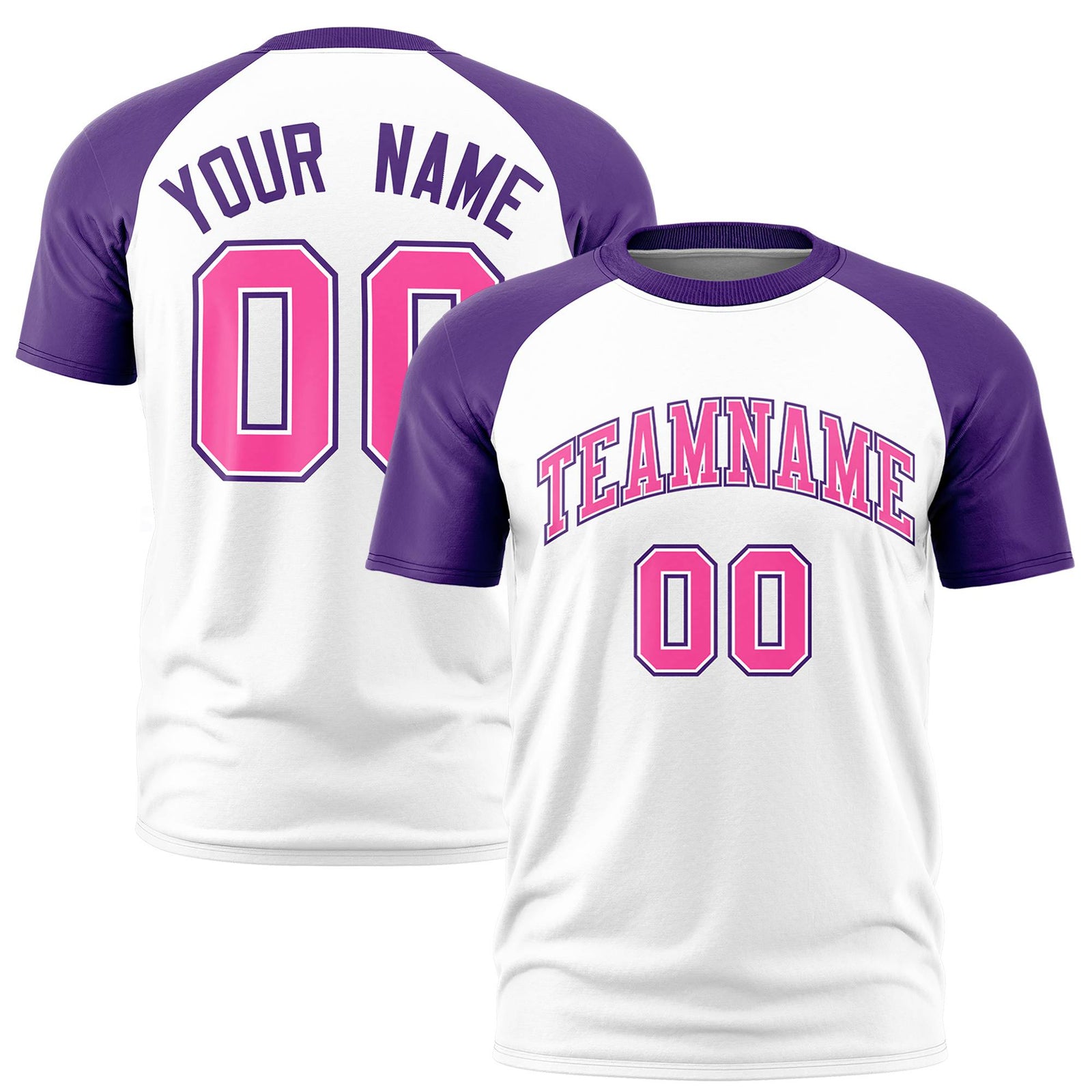 Custom White Purple Raglan Sleeves Performance T-Shirt