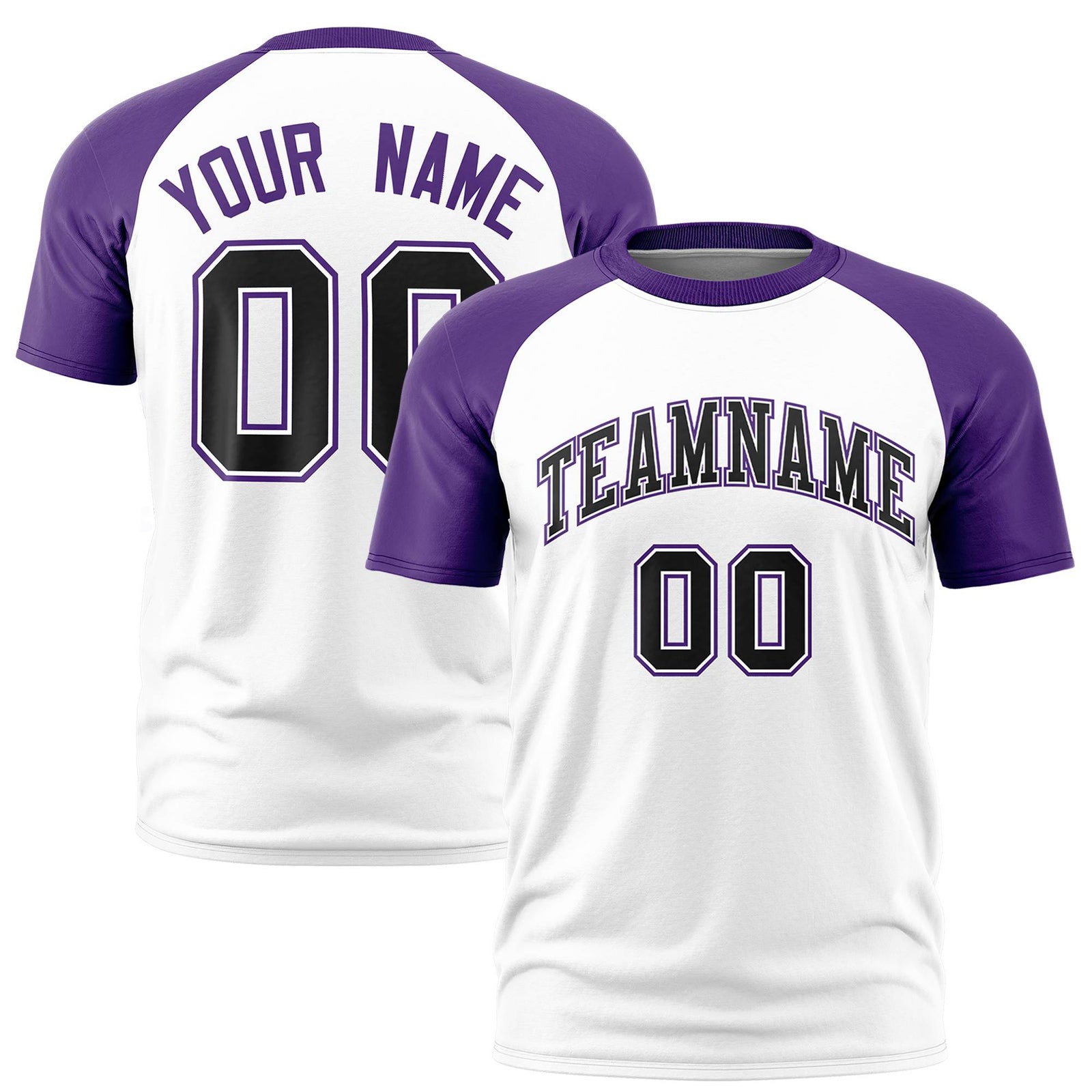 Custom White Purple Raglan Sleeves Performance T-Shirt