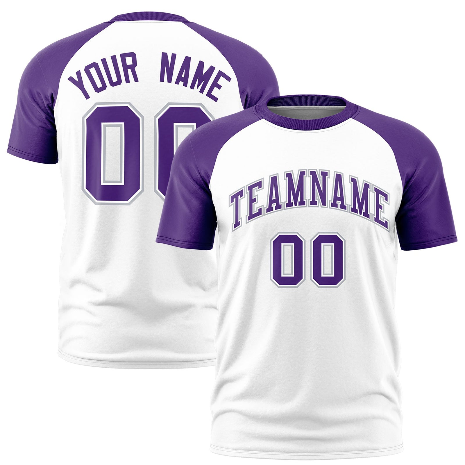 Custom White Purple Raglan Sleeves Performance T-Shirt