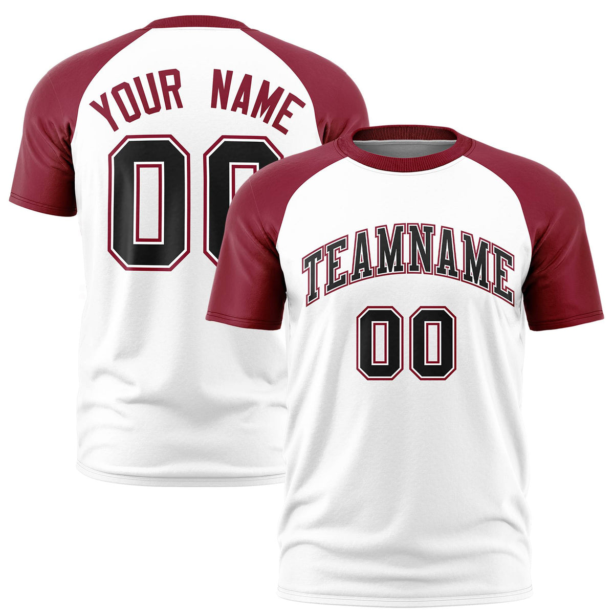 Custom White Crimson Raglan Sleeves Performance T-Shirt