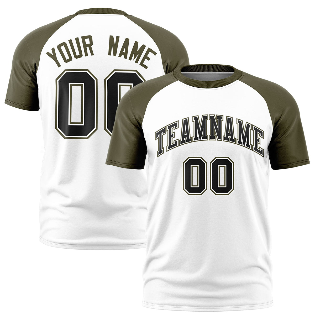Custom White Olive Raglan Sleeves Performance T-Shirt