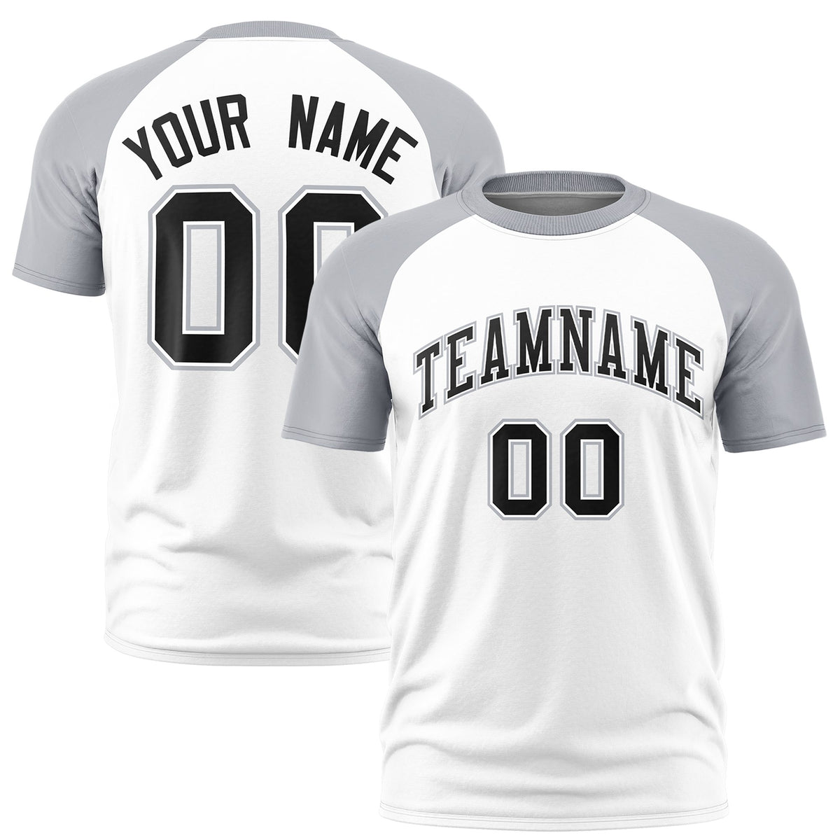 Custom White Gray Raglan Sleeves Performance T-Shirt
