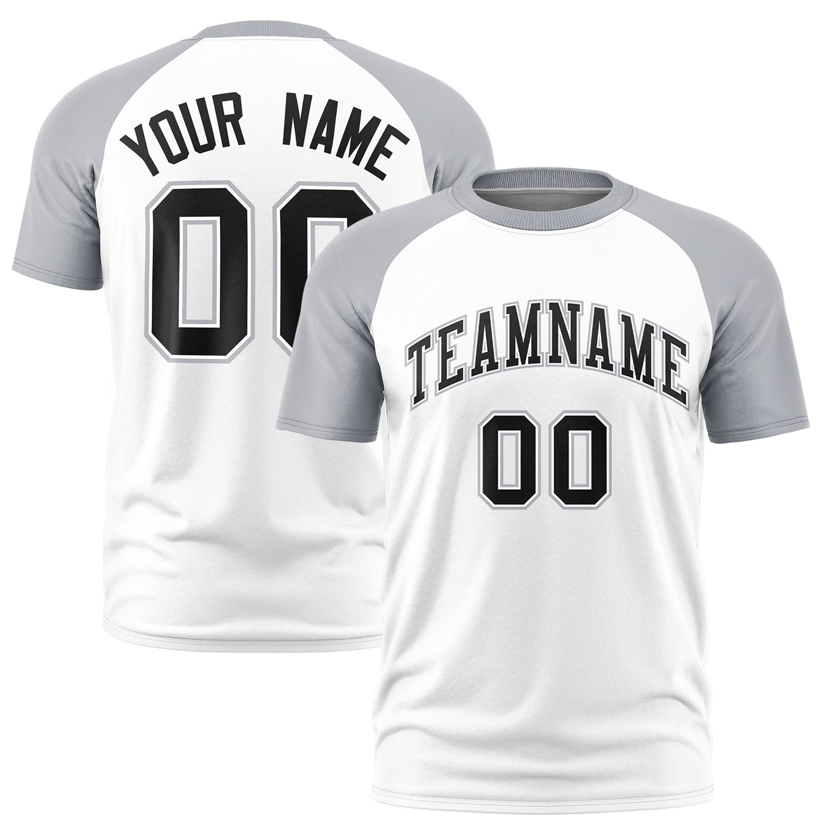 Custom White Gray Raglan Sleeves Performance T-Shirt